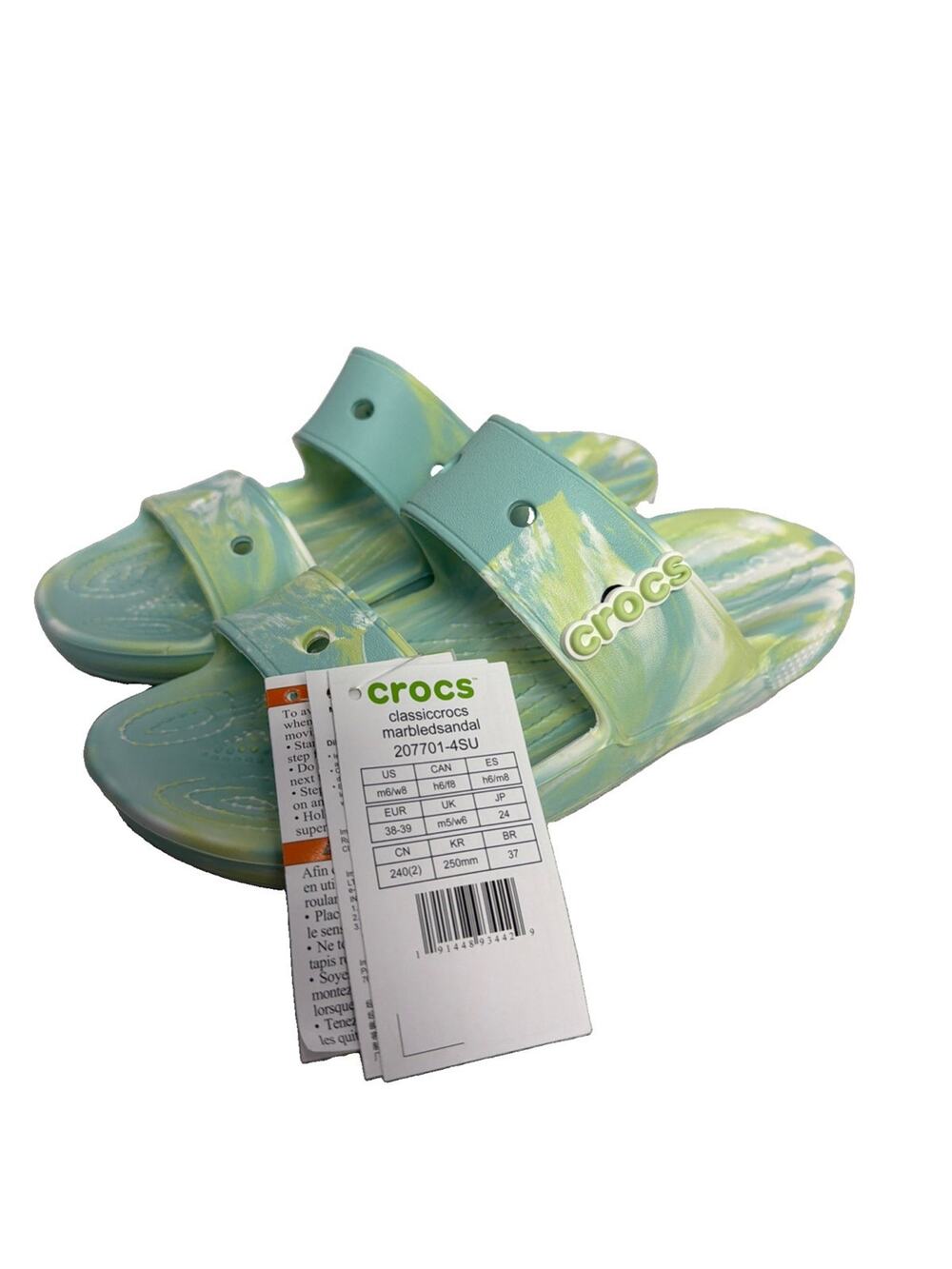CROCS Classic Marble Tie Dye Sandals Womens Size 8 Mens 6 207701 Blue Green NEW